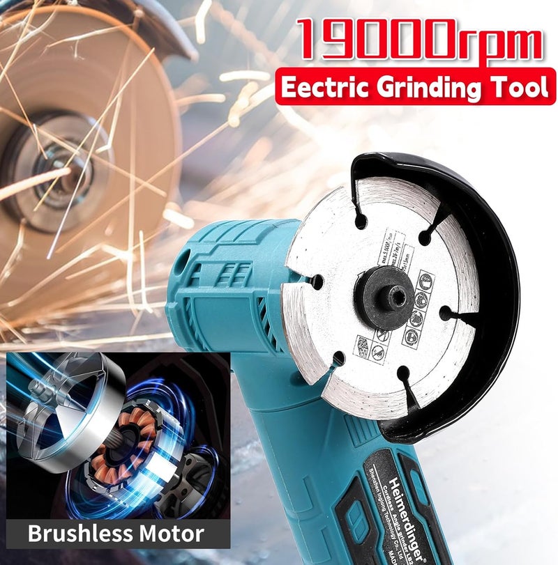 Heimerdinger Brushless Mini Angle Grinder Compatible with Makita 18V Battery(Not Included),Cordless Electric Grinding Tool,19500rpm Compact Power Handheld Cutter for Metal Grinding,Cutting - Image 3